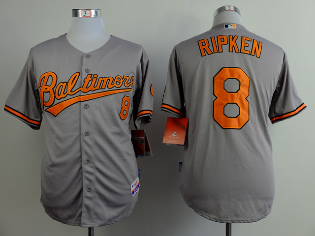 Men Baltimore Orioles #8 Cal Ripken Grey Throwback MLB Jerseys